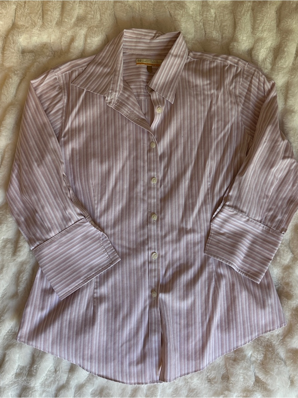 Pink and White Striped Button Down Shirt